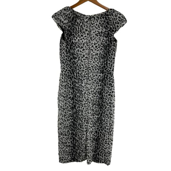 Tadashi Shoji Silk Leopard Print Sweetheart Neck Ruched Sheath Bodycon Size 4 - Picture 2 of 8